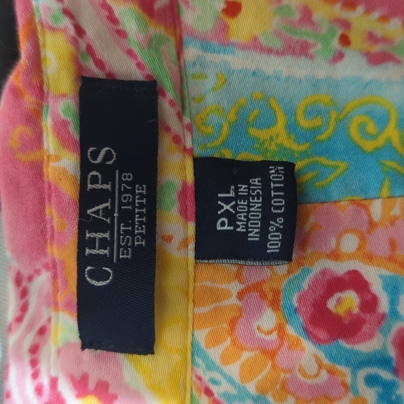 Chaps Paisley Print Multicolored Button Down Top Shirt Size Petite Ex-Large PXL - Picture 5 of 8